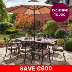 Amalfi XL Comfort 8 Seat Rectangular Dining Set - Bronze