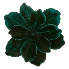 24cm Emerald Green Velour Magnolia Clip On