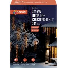 DropTree ClusterBrights - Set of 6 with 384 Warm White LED Lights