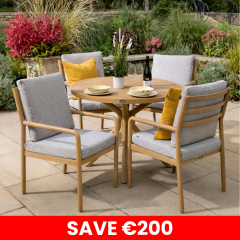 Sahara 4 Seat Round Dining Set - Larch/Moon