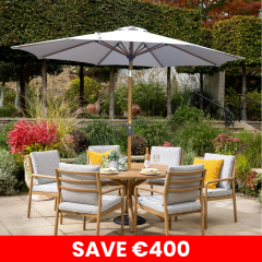 Sahara 6 Seat Round Dining Set - Larch/Moon