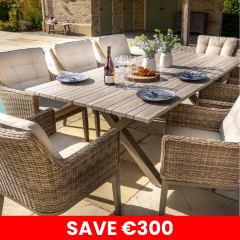 Arley 8 Seat Rectangular Dining Set - Latte/Biscotti