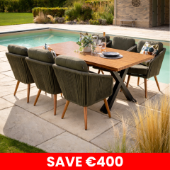 Eden 6 Seat Rectangular Dining Set - Moss/Juniper