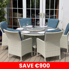Riviera 6 Seat Round Dining Set with Lazy Susan