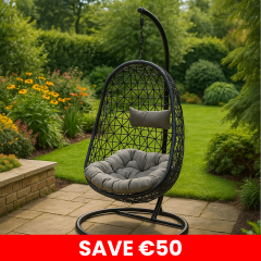 Bologna Wicker Hanging Egg Chair - Black
