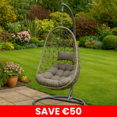 Bologna Wicker Hanging Egg Chair - Grey