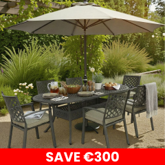Avebury 6 Seat Oval Dining Set - Antique Moss