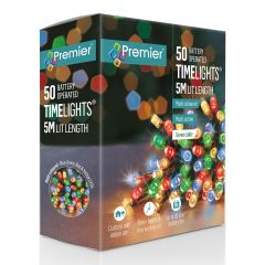 50 Battery Operated Multi-Action LED Christmas Lights - Multi Coloured