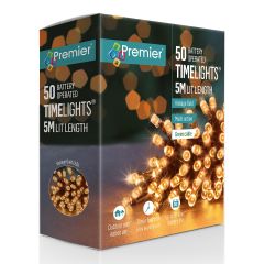 50 Battery Operated Multi-Action LED Christmas Lights - Vintage Gold