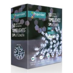 50 Battery Operated Multi-Action LED Christmas Lights - White