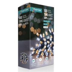 100 Battery Operated Multi-Action LED Christmas Lights - White & Warm White Mix