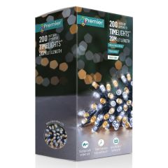 200 Battery Operated Multi-Action LED Christmas Lights - White & Warm White Mix