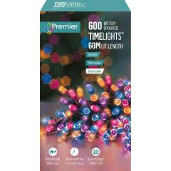 600 Battery Operated Multi-Action LED Christmas Lights - Rainbow