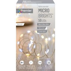 50 MicroBright Battery Operated Christmas Lights - White & Warm White Mix