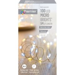 100 MicroBright Battery Operated Christmas Lights - White & Warm White Mix