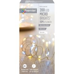 200 MicroBright Battery Operated Christmas Lights - White & Warm White Mix