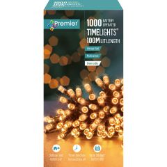 1000 Battery Operated Multi-Action LED Christmas Lights - Vintage Gold