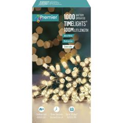 1000 Battery Operated Multi-Action LED Christmas Lights - Warm White