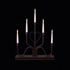 32cm Black Metal Modern Heart Design Candle Bridge with 5 LED Lights - Battery Operated