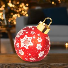 20.5cm Red Table Top Bauble with 15 Warm White LED Lights - Battery Operated