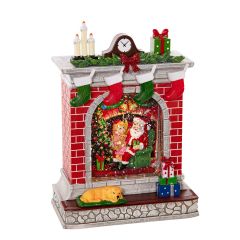 26cm Fireplace Water Spinner with Santa Scene - Battery Operated