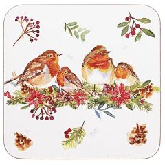 Jennifer Rose Winter Robin Coaster Set of 4