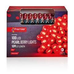 100 Pearl Berry Multi-Action LED Christmas Lights - Red