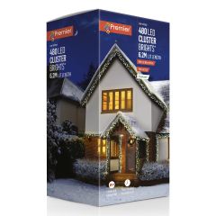 480 ClusterBright Multi-Action LED Christmas Lights - White & Warm White Mix