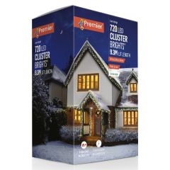 720 ClusterBright Multi-Action LED Christmas Lights - White & Warm White Mix