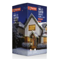 960 ClusterBright Multi-Action LED Christmas Lights - White & Warm White Mix