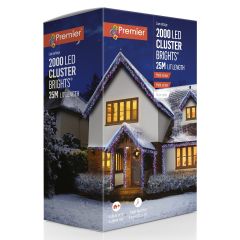 2000 ClusterBright Multi-Action LED Christmas Lights - Multi Coloured with Clear Cable