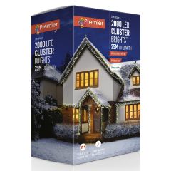 2000 ClusterBright Multi-Action LED Christmas Lights - White & Warm White Mix