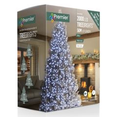 2000 TreeBright Multi-Action LED Christmas Lights - White with Clear Cable