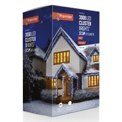 3000 ClusterBright Multi-Action LED Christmas Lights - White