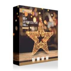 60cm Twinkling Rose Gold Star with 1700 Red & Warm White LED Lights