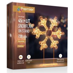 45cm Rose Gold Table Top Snowflake with 720 Twinkling Warm White LED Lights