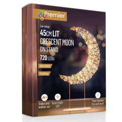 45cm Rose Gold Table Top Crescent Moon with 720 Twinkling Warm White LED Lights