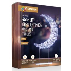 45cm Silver Table Top Crescent Moon with 720 Twinkling White LED Lights