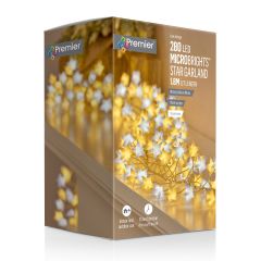 280 Star Pin Wire Garland with Multi-Action LED Lights - White & Warm White Mix