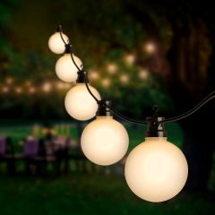 10cm Frosted Ball Cap Warm White LED Lights - Set of 10