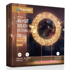 45cm Rose Gold Table Top Wreath with 720 Twinkling Warm White LED Lights