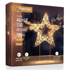 45cm Rose Gold Table Top Star with 720 Twinkling Warm White LED Lights