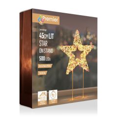 45cm Twinkling Gold Table Top Star with 500 Red & Warm White LED Lights