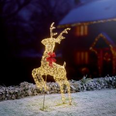 1.0m Golden Elegance Twist Jumping Reindeer with 660 Warm White LED Lights