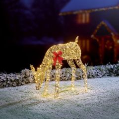 72cm Golden Elegance Twist Grazing Doe with 300 Warm White LED Lights