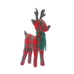 38cm Red Tartan Reindeer