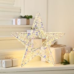 60cm Lit Star Shimmer Star with 1440 Warm White Micro LED Lights