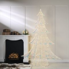 210cm Lit Iridescent Shiny Tree on Stand with 2400 Warm White Micro LED Lights