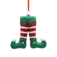 11cm Hanging Red/Green Glitter Elf Legs/Shoes