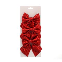 15cm Red Mirror Effect Bow - Pack of 3